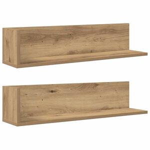 vidaXL 2 db k&eacute;zműves t&ouml;lgy sz&iacute;nű szerelt fa fali polc 75x16,5x16,5 cm