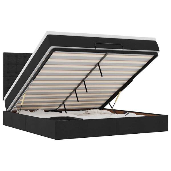 vidaXL Ottom&aacute;n &aacute;gykeret matraccal fekete 160x200cm sz&ouml;vet