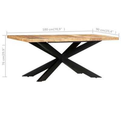 vidaXL tömör nyers mangófa étkezőasztal 180 x 90 x 76 cm