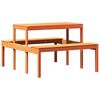 vidaXL viaszbarna t&ouml;m&ouml;r fenyőfa piknik asztal 110 x 134 x 75 cm