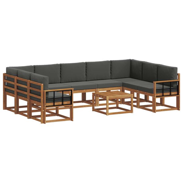 vidaXL K&uuml;lt&eacute;ri kanap&eacute; szett p&aacute;rn&aacute;val 10 pcs Term&eacute;szetes &eacute;s antracit