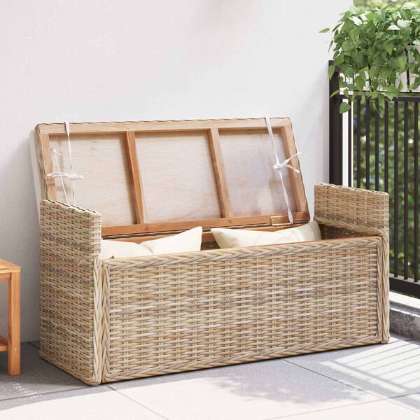 vidaXL T&aacute;rol&oacute;pad p&aacute;rn&aacute;val Term&eacute;szetes 110 x 40 x 50 cm Rattan