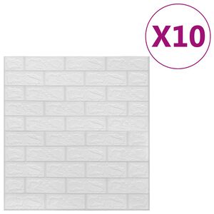 vidaXL 10 db feh&eacute;r &ouml;ntapad&oacute;s 3D t&eacute;gla hat&aacute;s&uacute; falmatrica