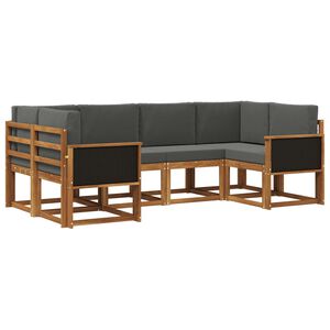 vidaXL K&uuml;lt&eacute;ri kanap&eacute; szett 6 pcs Term&eacute;szetes &eacute;s antracit T&ouml;m&ouml;r Ak&aacute;cfa