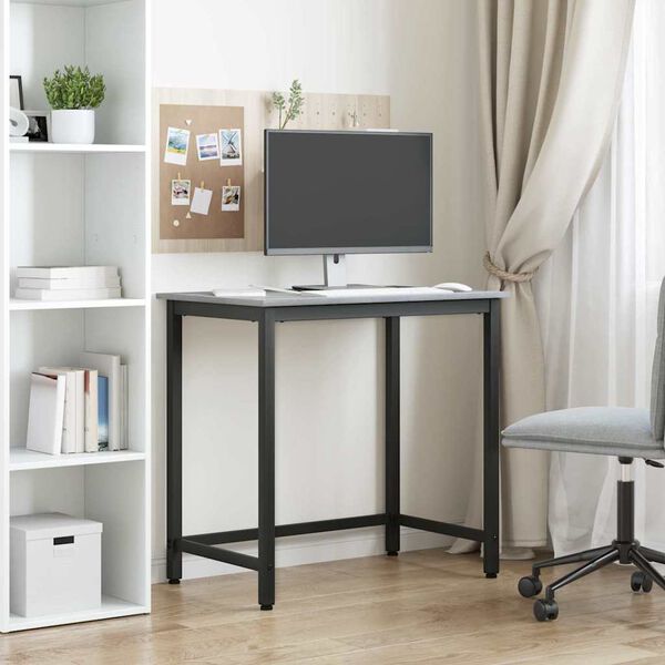 vidaXL asztal Sz&uuml;rke Sonoma 100 x 50 x 76,5 cm Műszaki fa &eacute;s ac&eacute;l