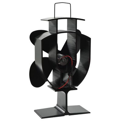 vidaXL fekete hővel meghajtott négylapátos kandalló ventilátor