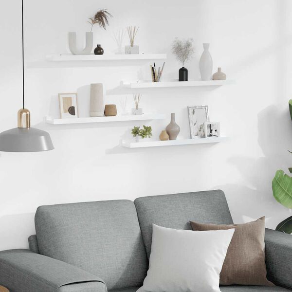 vidaXL 4 db magasf&eacute;nyű feh&eacute;r fali polc 60 x 9 x 3 cm