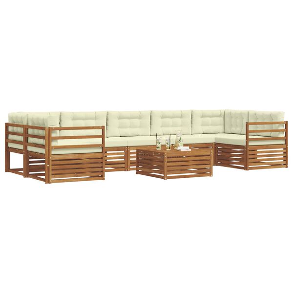 vidaXL K&uuml;lt&eacute;ri kanap&eacute; szett p&aacute;rn&aacute;val 8 pcs Term&eacute;szetes &eacute;s kr&eacute;msz&iacute;nű