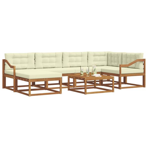 vidaXL K&uuml;lt&eacute;ri kanap&eacute; szett p&aacute;rn&aacute;val 7 pcs Term&eacute;szetes &eacute;s kr&eacute;msz&iacute;nű