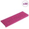 vidaXL 30 db r&oacute;zsasz&iacute;n l&eacute;pcsőszőnyeg, 65 x 21 x 4 cm, t&eacute;glalap alak&uacute; sz&eacute;llel