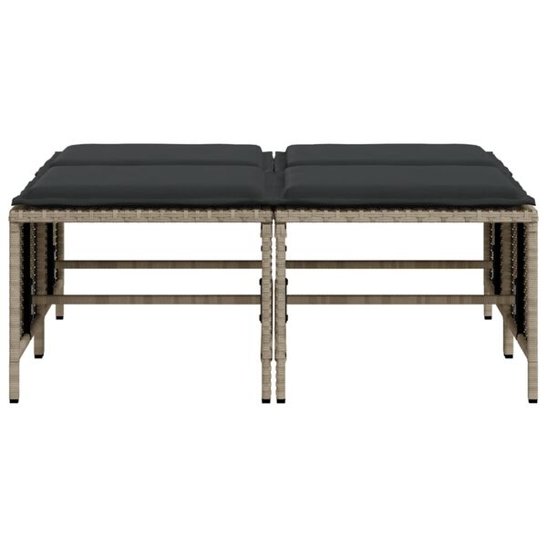 vidaXL 4 db világosszürke polyrattan kerti szék párnákkal