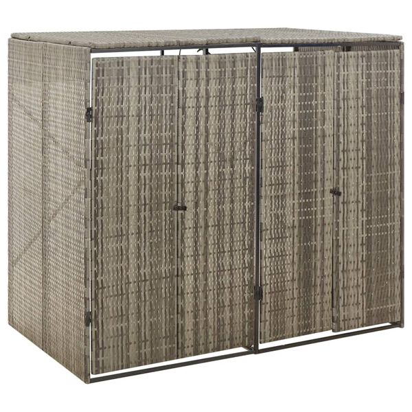 vidaXL sz&uuml;rke polyrattan dupla kerekeskuka t&aacute;rol&oacute;f&eacute;szer 140x80x117 cm