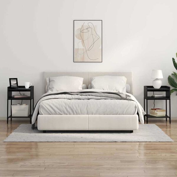 vidaXL &Eacute;jjeliszekr&eacute;ny 2 pcs Fekete t&ouml;lgy 40 x 40 x 61 cm Faanyag