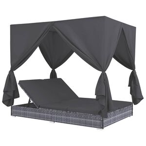 vidaXL sz&uuml;rke polyrattan napoz&oacute;&aacute;gy f&uuml;gg&ouml;ny&ouml;kkel