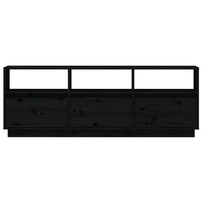 vidaXL fekete tömör fenyőfa TV-szekrény 140 x 37 x 50 cm
