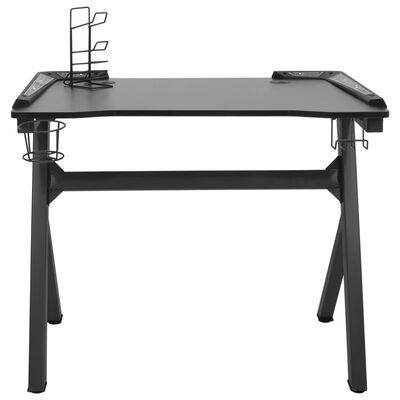 vidaXL fekete Y-lábú LED-es gamer asztal 110 x 60 x 75 cm