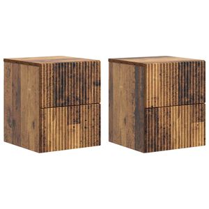 vidaXL Fali &eacute;jjeli szekr&eacute;ny 2 db Antik Fa 33 x 34,5 x 40 cm Szerelt Fa