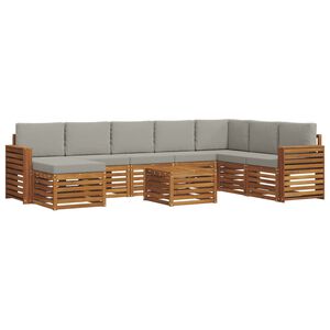 vidaXL K&uuml;lt&eacute;ri kanap&eacute; szett 9 pcs Term&eacute;szetes &eacute;s Vil&aacute;gossz&uuml;rke