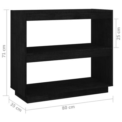 vidaXL fekete tömör fenyőfa könyvszekrény 80 x 35 x 71 cm