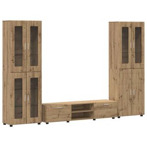vidaXL TV szekr&eacute;ny garnit&uacute;ra FLORIN 3 pcs Artisan t&ouml;lgy Faanyag