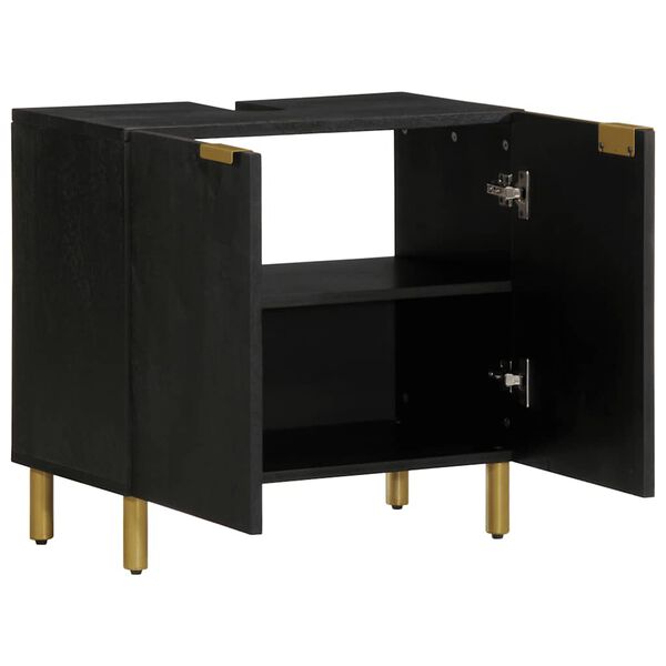 vidaXL fekete szerelt fa f&uuml;rdőszobai mosd&oacute;szekr&eacute;ny 62 x 33 x 58 cm