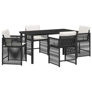 vidaXL Kert &eacute;tkező szett 5 pcs Fekete polirattan