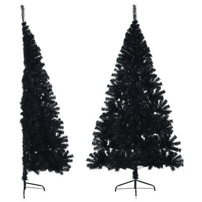vidaXL fekete PVC fél műkarácsonyfa állvánnyal 180 cm