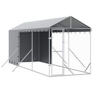 vidaXL ez&uuml;stsz&iacute;nű horganyzott ac&eacute;l kutyakennel tetővel 2x6x2,5 m