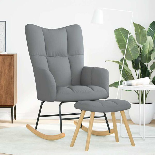 vidaXL világosszürke szövet hintaszék lábtartóval