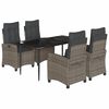 vidaXL 5 r&eacute;szes sz&uuml;rke polyrattan kerti &eacute;tkezőgarnit&uacute;ra p&aacute;rn&aacute;val
