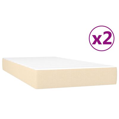 vidaXL krémszínű szövet rugós ágy matraccal 200 x 200 cm