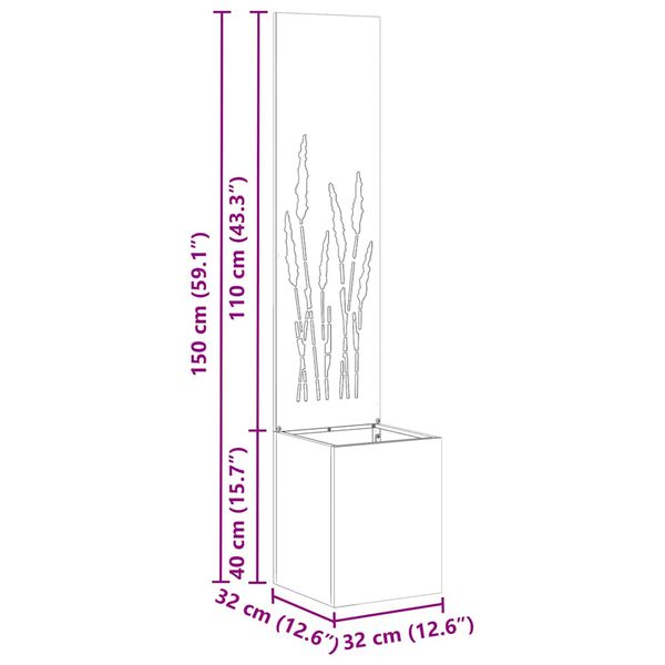 vidaXL Kertv&eacute;dő v&aacute;szon Rozsd&aacute;s 32 x 140 cm Időj&aacute;r&aacute;s&aacute;ll&oacute; ac&eacute;l