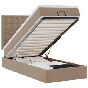 vidaXL Ottom&aacute;n &aacute;gykeret matraccal Cappucino 90x190cm műbőrrel