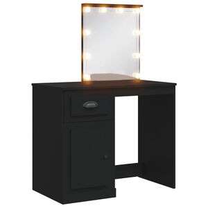 vidaXL fekete f&eacute;s&uuml;lk&ouml;dőasztal LED-l&aacute;mp&aacute;kkal 130 x 50 x 132,5 cm