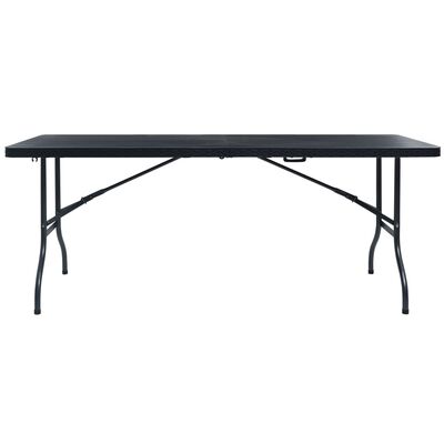 vidaXL fekete HDPE rattan szerű összecsukható kerti asztal 180x75x72cm