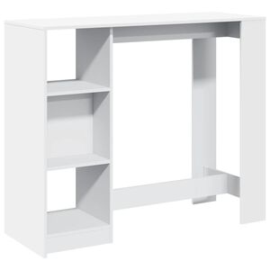vidaXL feh&eacute;r szerelt b&aacute;rasztal polccal 124 x 46 x 103,5 cm