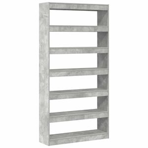 vidaXL K&ouml;nyvespolc 6 szintes 100 x 30 x 198 cm Szerelt Fa Beton Sz&uuml;rke