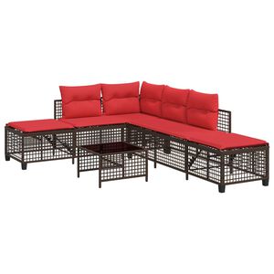 vidaXL 3 db barna polyrattan sarok kerti kanap&eacute;garnit&uacute;ra p&aacute;rn&aacute;kkal