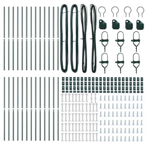 vidaXL Kerítésoszlop Egyéb 26 pcs Zöld 3,2 x 3,2 x 200 cm Acél