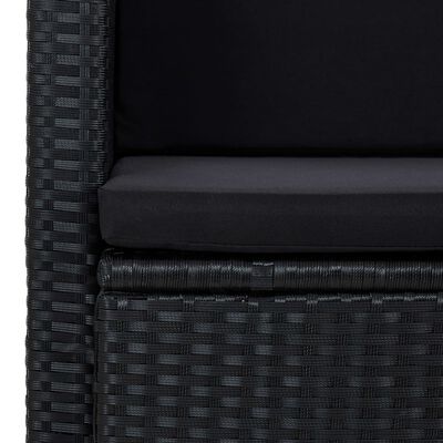 vidaXL fekete kétszemélyes polyrattan kerti kanapé párnákkal