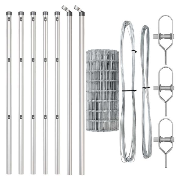 vidaXL Ker&iacute;t&eacute;s oszlopokkal Ez&uuml;st 0,4 x 50 m Ac&eacute;l &eacute;s PVC