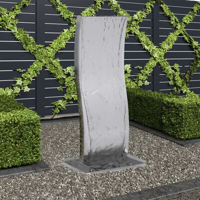 vidaXL kerti ívelt rozsdamentes acél szökőkút szivattyúval 90 cm