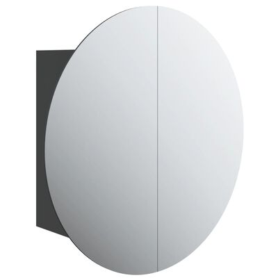 vidaXL fekete fürdőszobaszekrény kerek tükörrel/LED-del 40x40x17,5 cm