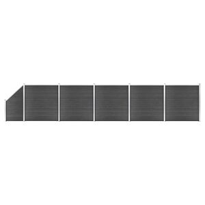 vidaXL fekete WPC ker&iacute;t&eacute;spanelszett 965 x (105-186) cm