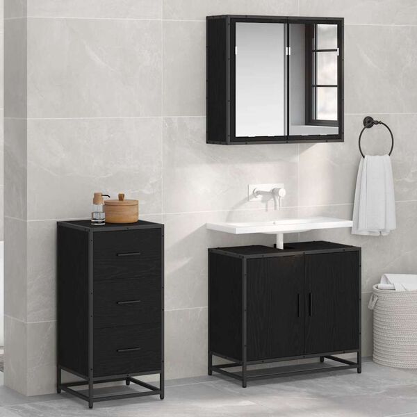 vidaXL Sz&eacute;f Fekete t&ouml;lgy 35.5 x 35 x 76 cm