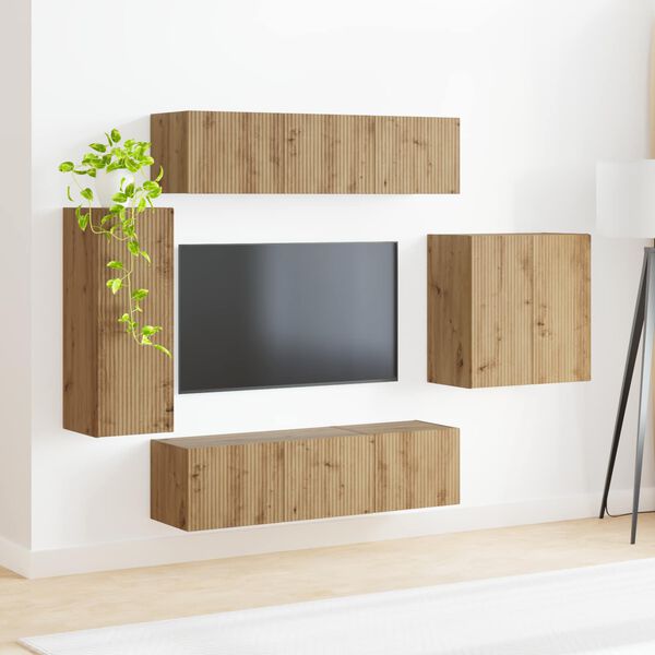 vidaXL TV falit kabinet szett Falra szerelhető 6 pcs Artisan t&ouml;lgy