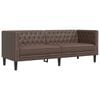 vidaXL 3 szem&eacute;lyes barna műbőr Chesterfield kanap&eacute;