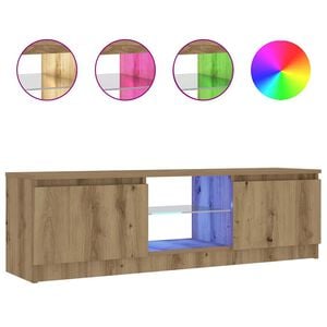vidaXL k&eacute;zműves t&ouml;lgy szerelt fa TV-szekr&eacute;ny LED-ekkel 120x30x36 cm