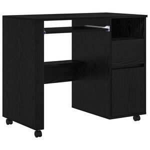 vidaXL Kerekes &iacute;r&oacute;asztal Fekete t&ouml;lgy Szerelt Fa 91 x 50 x 77 cm