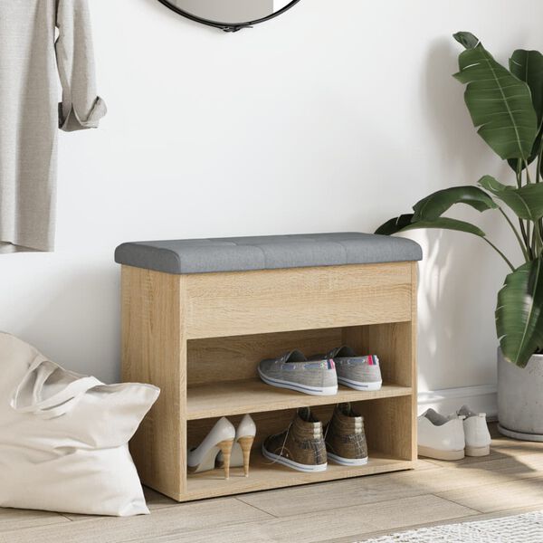 vidaXL sonoma tölgy színű szerelt fa cipőtároló pad 62 x 32 x 50 cm